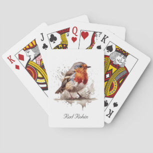 Niedlicher Vogelrobin in Aquarellfarben Spielkarten