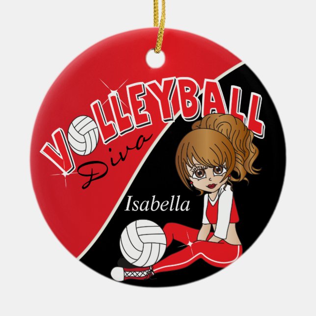 Niedlicher Volleyball 🏐 Diva Girl Keramik Ornament (Vorne)