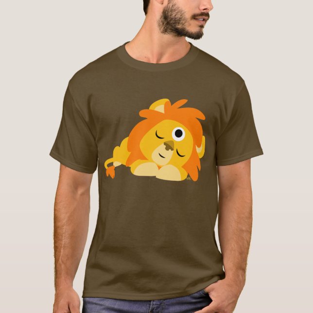 Niedlicher wachsamer Cartoon-Löwe-T - Shirt (Vorderseite)