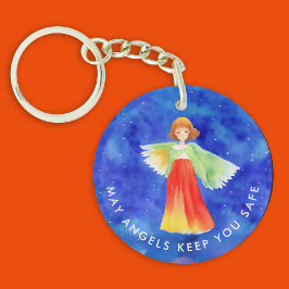 Niedlicher Wächter Angel Religiöse Wasserfarbe Schlüsselanhänger