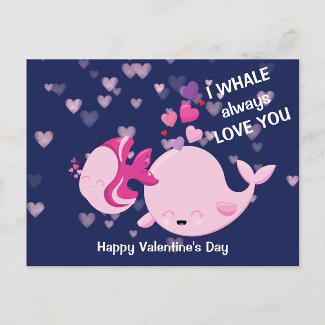 Niedlicher Wal Liebe Sie immer Valentine Postkarte (Vorderseite)