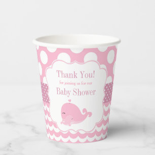 Niedlicher Wal mit Baby Pink Girl Babydusche Pappbecher