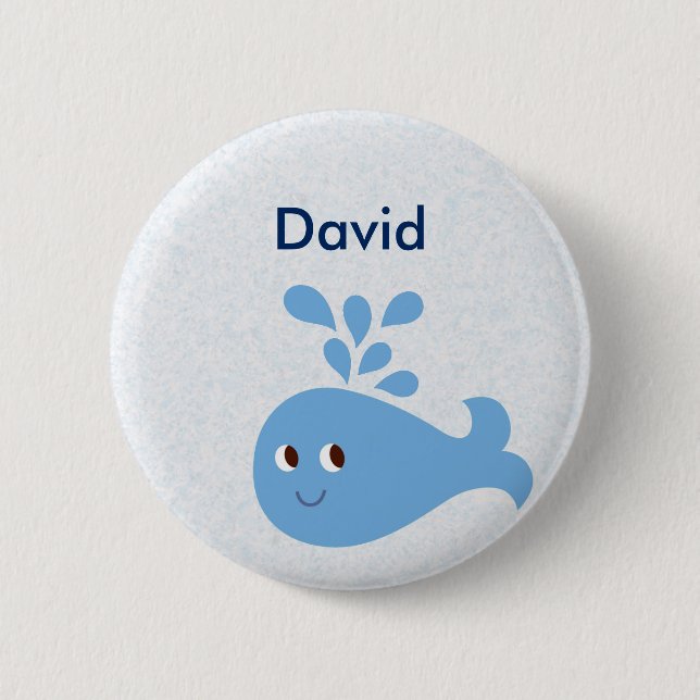 Niedlicher Wal mit Spout individuell einstellbar Button (Vorderseite)