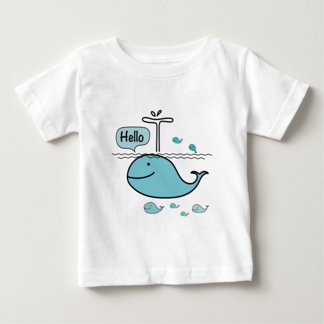 niedlicher Wal, sagen wir Hallo auf dem Meer Baby T-shirt (Vorderseite)