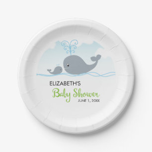 Niedlicher Wal und Baby Whale, Babydusche Pappteller