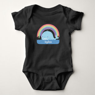 Niedlicher Wal und Regenbogen Personalisiert Baby Strampler