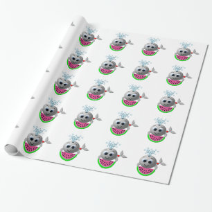 Niedlicher Wal und Wassermelone Geschenkpapier