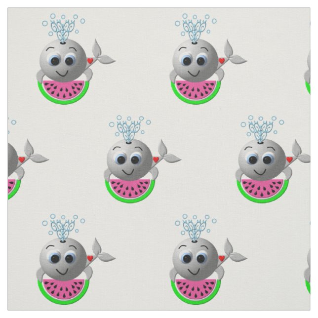 Niedlicher Wal und Wassermelone Stoff (Muster)