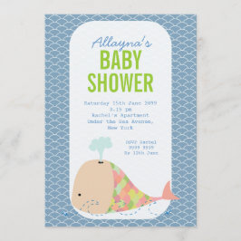 Niedlicher Wal unter dem Sea Baby Shower Party Ein Einladung
