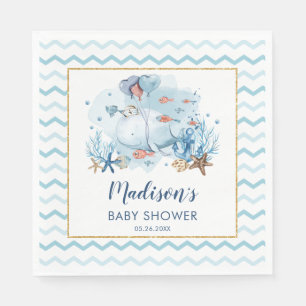 Niedlicher Wal unter der Nautical Baby-Dusche  Serviette