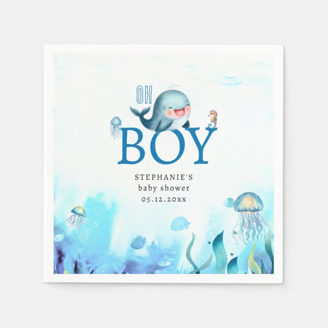 Niedlicher Wal unter Wasser Kinderdusche Serviette (Vorderseite)