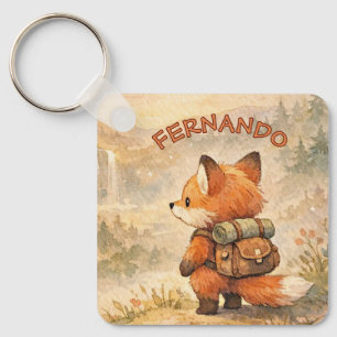 Niedlicher Wald-Fuchs-Explorer-Wasserfarben-Schule Schlüsselanhänger