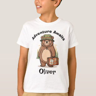 Niedlicher Wald-Grizzly mit Wanderhut T-Shirt
