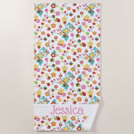 Niedlicher Wald Owl Kawaii Girls Personalisierter  Strandtuch