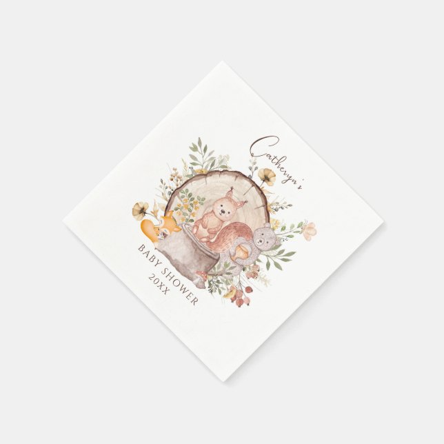 Niedlicher Wald Tierfreunde Kinderdusche Serviette (Ecke)