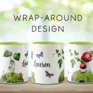 Niedlicher Wald-Wrap-Around-Pilz Zweifarbige Tasse