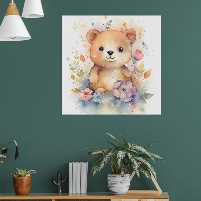 Niedlicher Waldbaby Bär Pints Kinderzimmer Art Poster (Wohnzimmer 1)