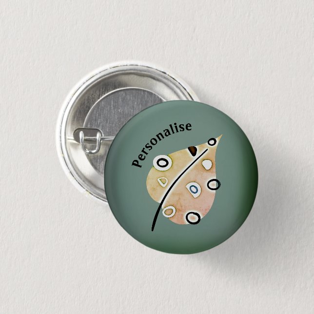 Niedlicher Waldleaf Personalisierter Grünhut Button (Vorne & Hinten)