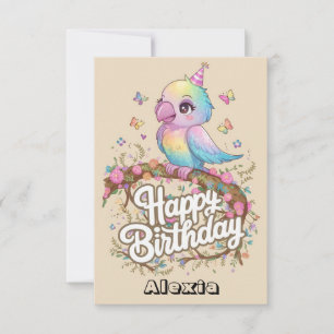 Niedlicher Waldpapagei Digitaler Geburtstag Karte
