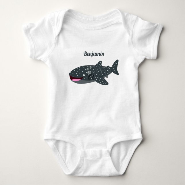 Niedlicher Walhai-Happy Cartoon-Abbildung Baby Strampler (Vorderseite)