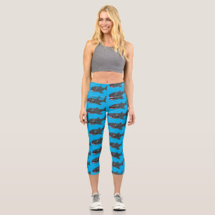 Niedlicher Walhai-Happy Cartoon-Abbildung Capri Leggings