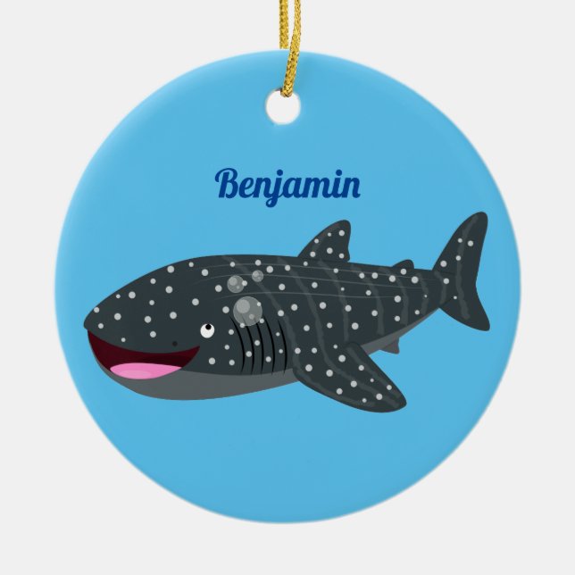 Niedlicher Walhai-Happy Cartoon-Abbildung Keramik Ornament (Vorne)