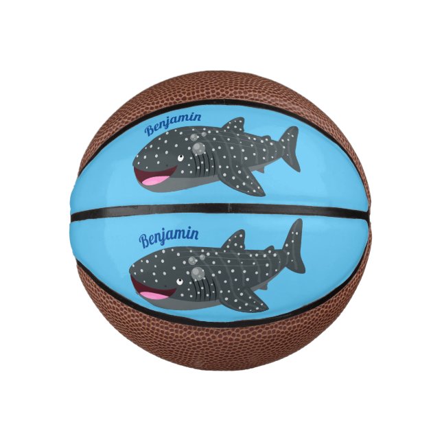 Niedlicher Walhai-Happy Cartoon-Abbildung Mini Basketball (Vorderseite)