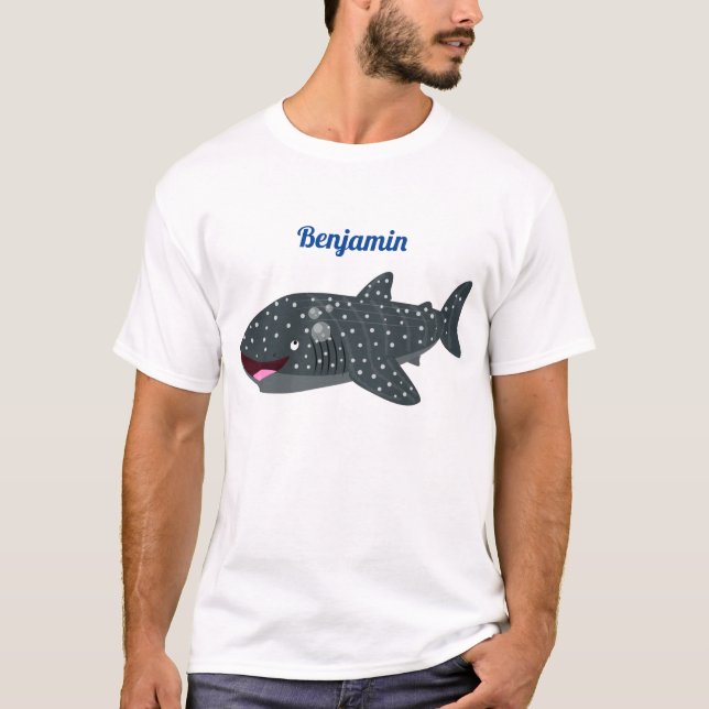 Niedlicher Walhai-Happy Cartoon-Abbildung T-Shirt (Vorderseite)