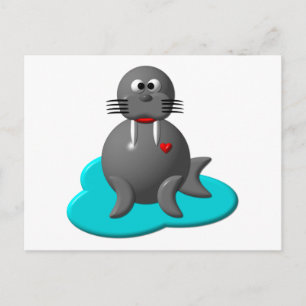 Niedlicher Walrus im Wasser Postkarte