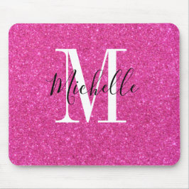 Niedlicher Warm-Rosa-Glitzer-Monogramm-Maus-Pad Mousepad