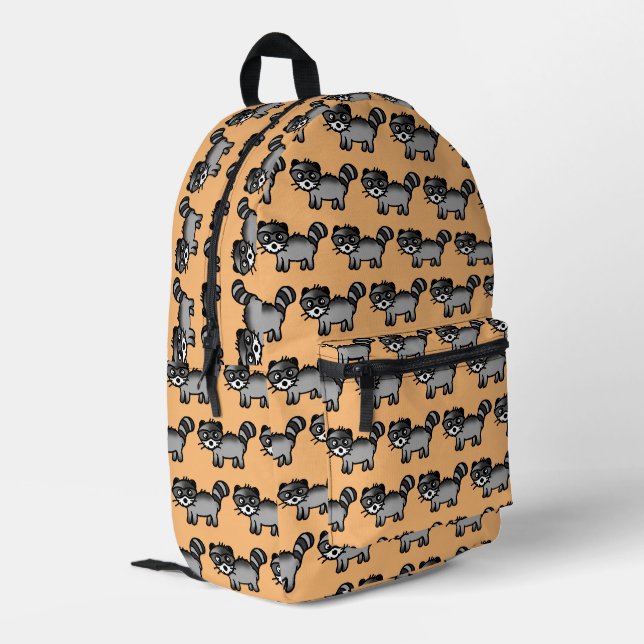 niedlicher Waschbär Bedruckter Rucksack (Rückseitige Ecke links)
