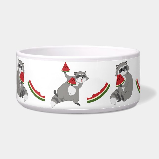 Niedlicher Waschbär mit Wassermelone Napf (Vorderseite)