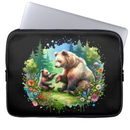 Niedlicher Wasserbär und -würfel Laptopschutzhülle