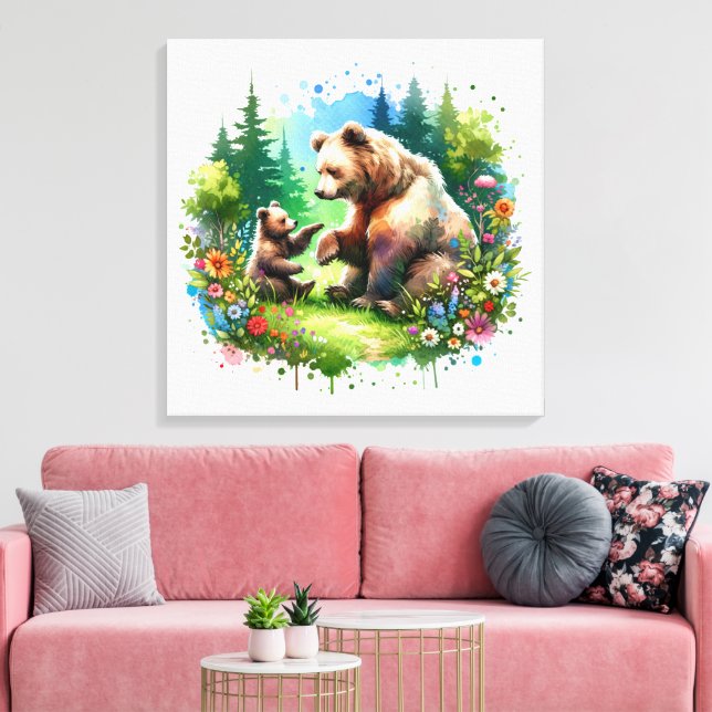 Niedlicher Wasserbär und -würfel Leinwanddruck (Insitu (Wohnzimmer))