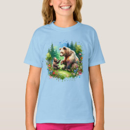 Niedlicher Wasserbär und -würfel T-Shirt