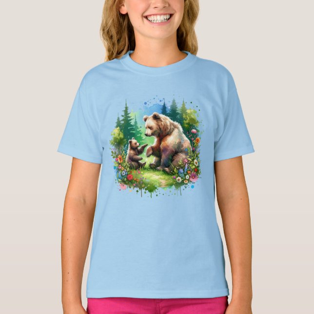 Niedlicher Wasserbär und -würfel T-Shirt (Vorderseite)