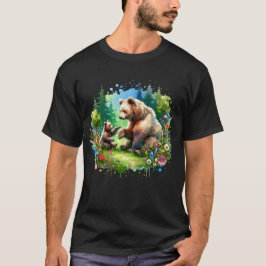 Niedlicher Wasserbär und -würfel T-Shirt