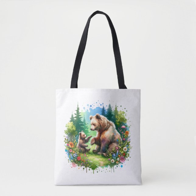 Niedlicher Wasserbär und -würfel Tasche (Vorderseite)