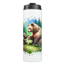 Niedlicher Wasserbär und -würfel Thermosbecher