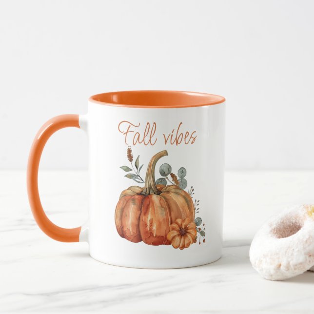 Niedlicher Wasserfall Wasserfarbe Kaffeemaschine Tasse (Mit Donut)