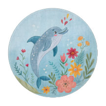 Niedlicher Wasserfarben-Delfin und Wildblumengarte