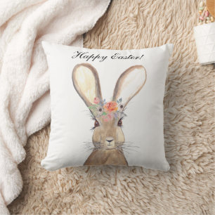 Niedlicher Wasserfarben-Hase Kaninchen Ostern Flor Kissen