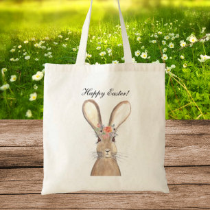 Niedlicher Wasserfarben-Hase Kaninchen Ostern Flor Tragetasche