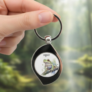 Niedlicher Wasserfarben-Laubfrosch, individuell an Schlüsselanhänger