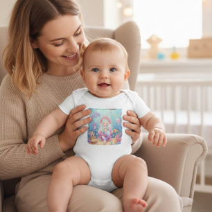 Niedlicher Wasserfarben-Meerjungfrau Unterwasser-B Baby Strampler