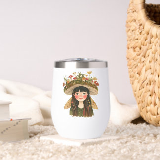 Niedlicher Wasserfarben-Pilz-Mädchen-Feen-Ansteckn