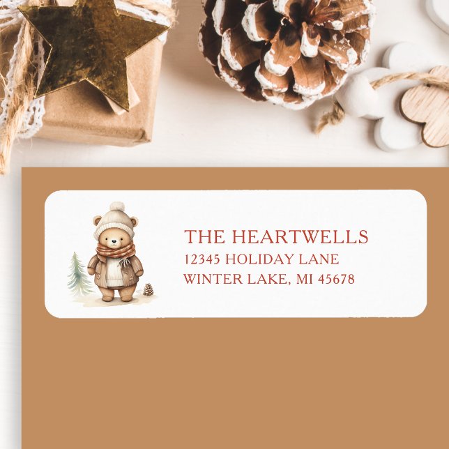 Niedlicher Wasserfarbenbär Weihnachten Rücksendead (Von Creator hochgeladen)