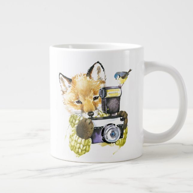 Niedlicher Wasserfarbenfox Bilder machen Jumbo-Tasse (Rechts)