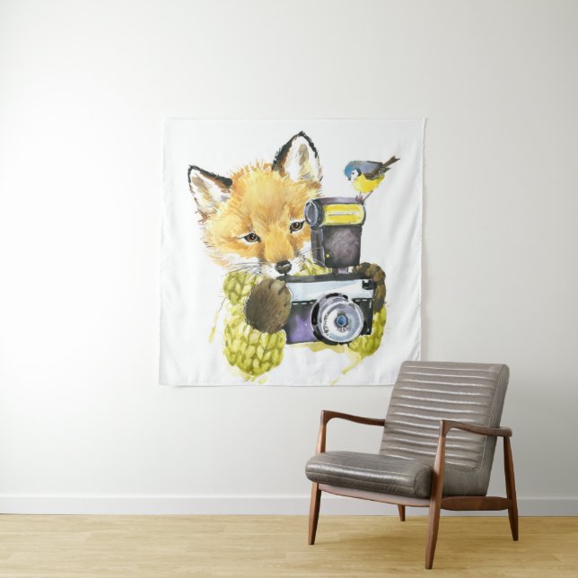 Niedlicher Wasserfarbenfox Bilder machen Wandteppich (Beispiel)