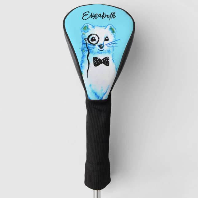 Niedlicher Wasserfarbenfroher Name des Tieres Golf Headcover (Vorderseite)